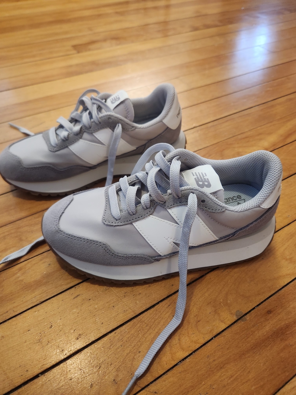 New Balance Gray & White Retro Runner Sneakers